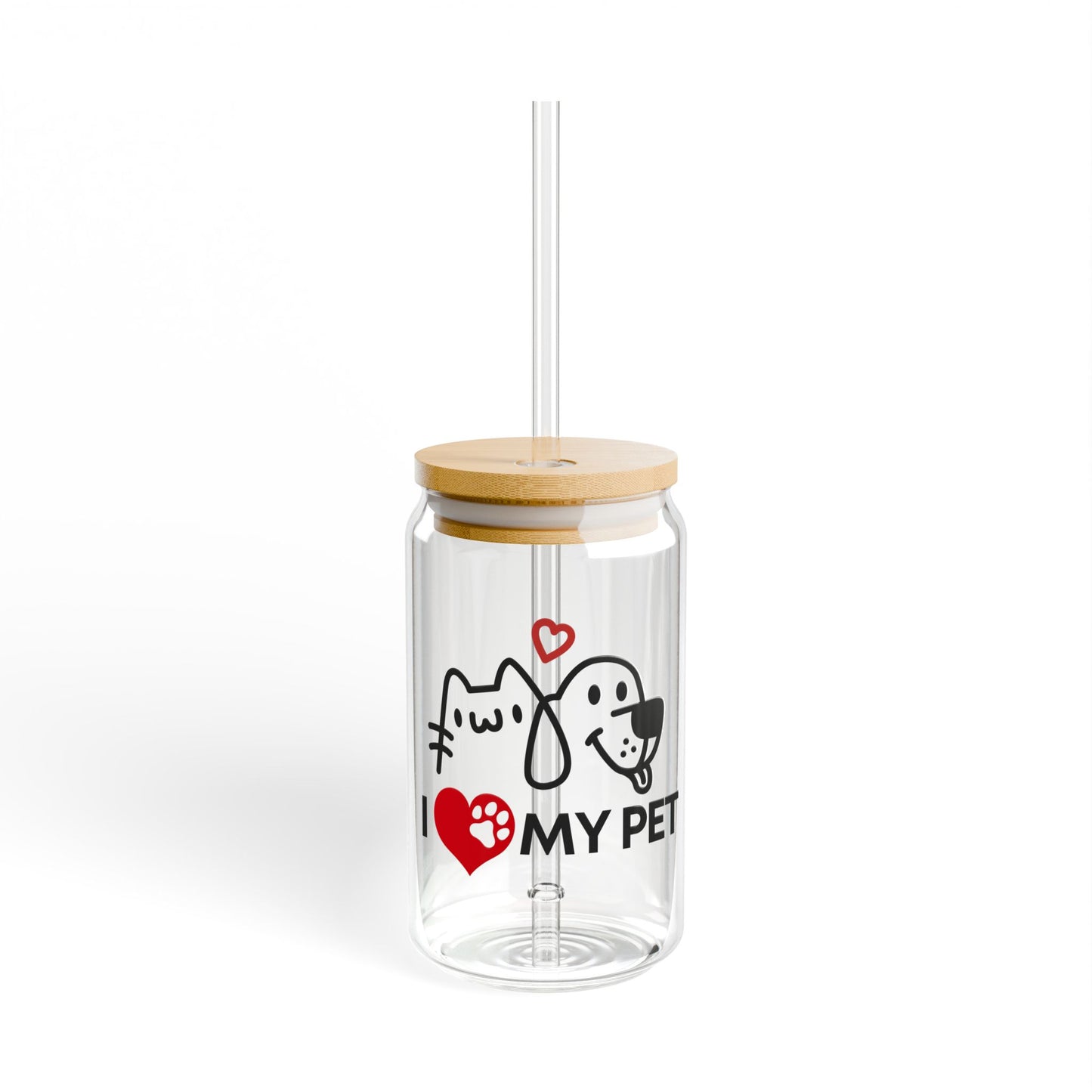 Sipper Glass, 16oz I Love My Pet